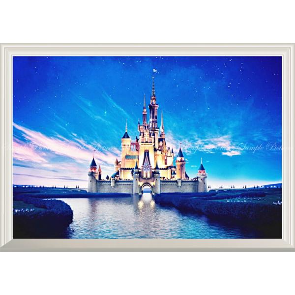 絵画風 壁紙ポスター (はがせるシール式) ディズニーワールドの景色 星空とシンデレラ城 【扉なし窓...