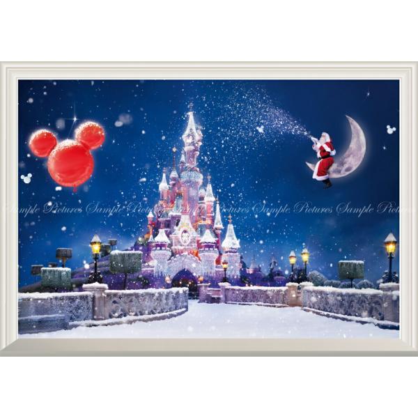 絵画風 壁紙ポスター (はがせるシール式) ディズニーワールドの雪景色 サンタとシンデレラ城 【扉な...