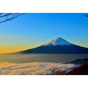 絵画風 壁紙ポスター (はがせるシール式) 天晴れの富士山と雲海 富士山 ふじやま 開運 キャラクロ FJS-001A2(A2版 594mm×420mm)＜日本製＞｜real-inter