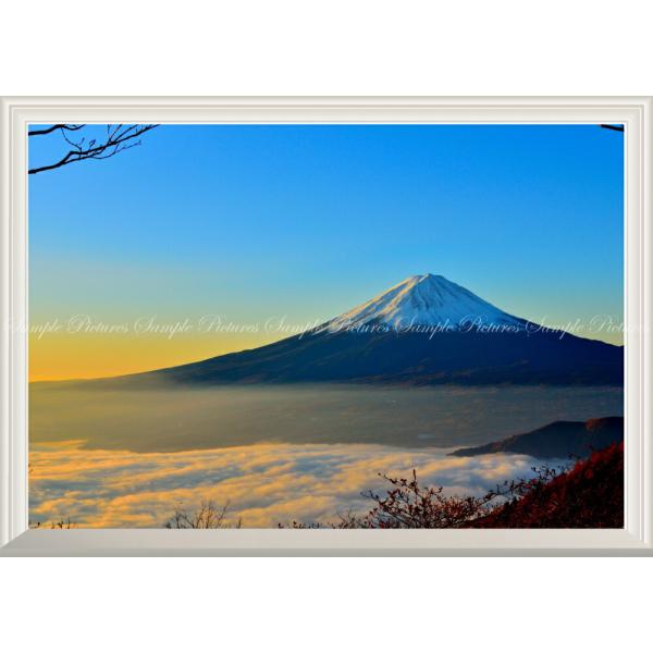 絵画風 壁紙ポスター (はがせるシール式) 天晴れの富士山と雲海 富士山 開運【扉なし窓仕様】 キャ...