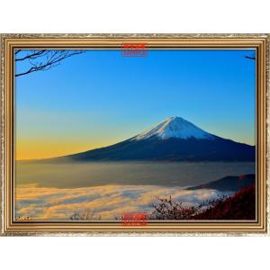 絵画風 壁紙ポスター (はがせるシール式) 天晴れの富士山と雲海 富士山 ふじやま 開運 【額縁印刷】 キャラクロ FJS-001SGC2(594mm×447mm)＜日本製＞｜real-inter