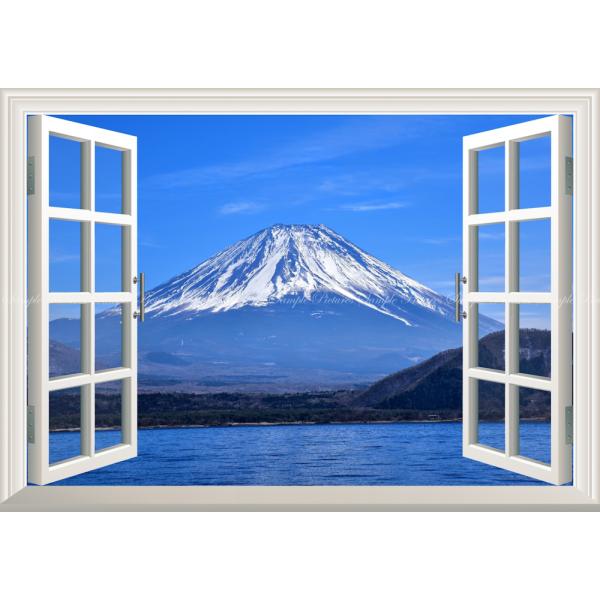 絵画風 壁紙ポスター (はがせるシール式) 壮大な富士山の勇姿 山中湖 ふじやま【窓仕様】 キャラク...