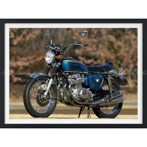 絵画風 壁紙ポスター (はがせるシール式) ホンダ ドリーム CB750 Four K0 ナナハン バイク 【額縁印刷】 キャラクロ HCB-001SGF1(784mm×585mm)＜日本製＞｜real-inter