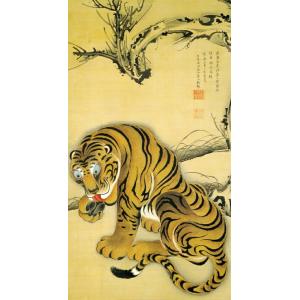 掛軸 掛け軸 虎 猛虎図 風水 縁起 開運画 高級 ?の布 床の間 和室 金運