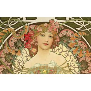 絵画風 壁紙ポスター 【コラージュ版】 アルフォンス・ミュシャ 桜草