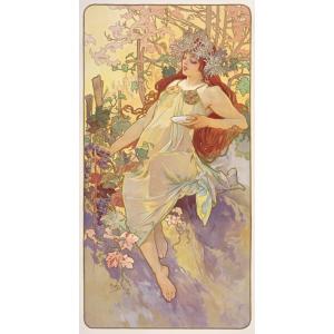 ミュシャ 浮気女 1899年　額縁つき　アート　絵画 絵画風 壁紙ポスター【フルサイズ版】 アルフォンス・ミュシャ 浮気女