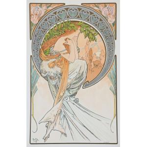 ミュシャ 浮気女 1899年額縁つきアート絵画