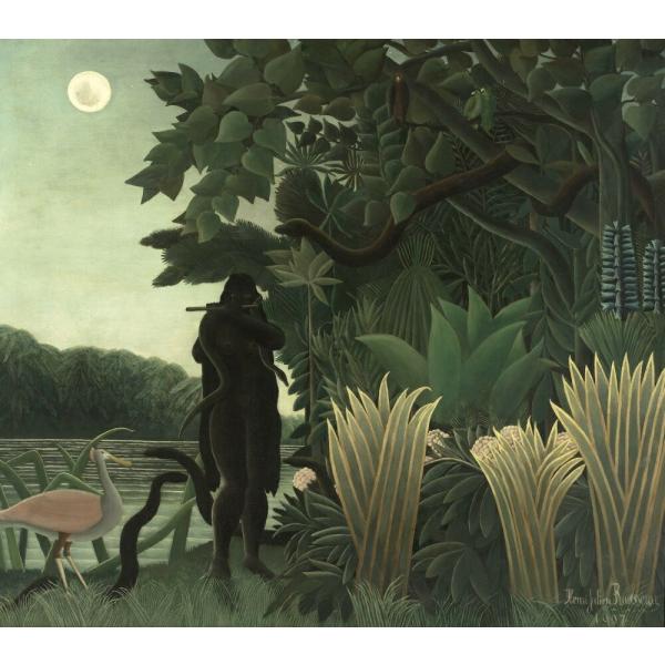 絵画風 壁紙ポスター【フルサイズ版】 アンリ・ルソー 蛇使いの女 1907年 オルセー美術館 キャラ...