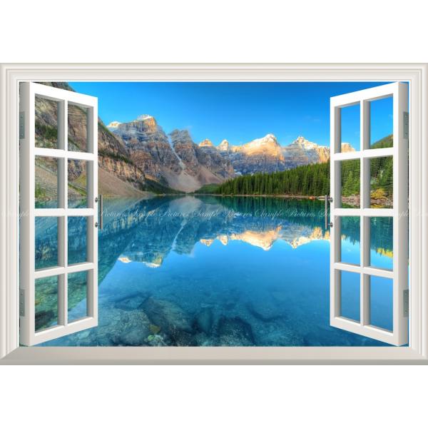 絵画風 壁紙ポスター (はがせるシール式) カナディアン・ロッキー モレイン湖 【窓仕様】 キャラク...