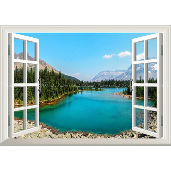 絵画風 壁紙ポスター (はがせるシール式) ハイキングヨーホー カナディアン・ロッキー 【窓仕様】 ...