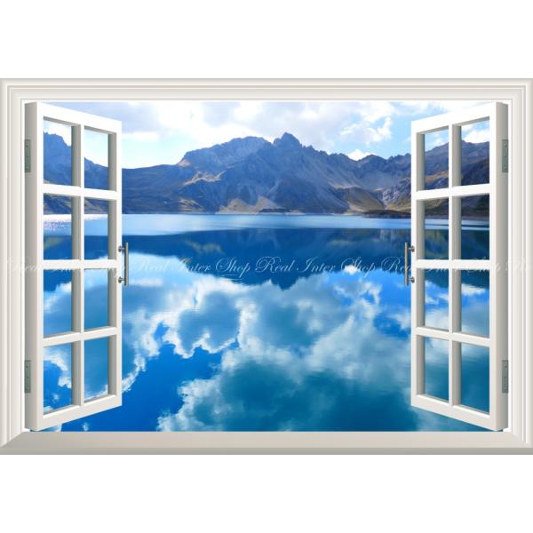 絵画風 壁紙ポスター (はがせるシール式) 鮮やかな鏡面のルナー湖 雲の反射 オーストリア 【窓仕様...
