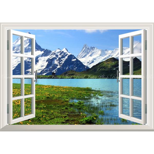 絵画風 壁紙ポスター (はがせるシール式) 山岳リゾート バッハアルプゼー湖 スイス 【窓仕様】 キ...