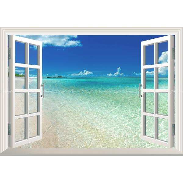 絵画風 壁紙ポスター (はがせるシール式) 沖縄 日本最南端 波照間島の海とスカイブルー 【窓仕様】...