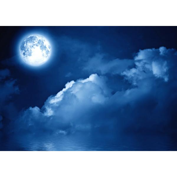 絵画風 壁紙ポスター (はがせるシール式) 月 スーパームーン Super Luna 海面の雲 天体...