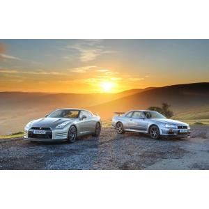 絵画風 壁紙ポスター (はがせるシール式) 日産 スカイライン GT-R R34 &amp; GT-R R3...