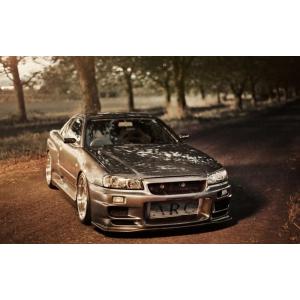 絵画風 壁紙ポスター (はがせるシール式) 日産 スカイライン GT-R R34 ゴールド 1999...