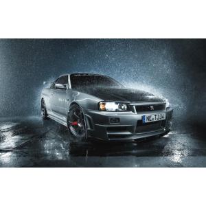 絵画風 壁紙ポスター (はがせるシール式) 日産 スカイライン GT-R R34 カスタム チューニ...