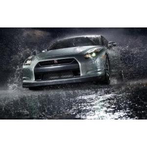 絵画風 壁紙ポスター (はがせるシール式) 日産 GT-R R35 前期型 2008年 シルバー キ...