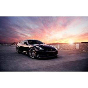 絵画風 壁紙ポスター (はがせるシール式) 日産 GT-R R35 前期型 2008年 黒 キャラク...