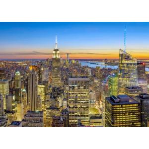 絵画風 壁紙ポスター  夕暮れのマンハッタン ニューヨークの夜景 AT キャラクロ NYK-103A...