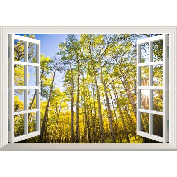 絵画風 壁紙ポスター (はがせるシール式) 森林 森林浴 黄葉 陽射し 癒し 【窓仕様】 キャラクロ...