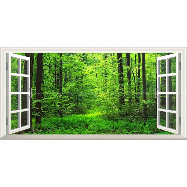 絵画風 壁紙ポスター (はがせるシール式) 森林 森林浴 緑 目の保養 気分転換 癒し 【窓仕様】 ...