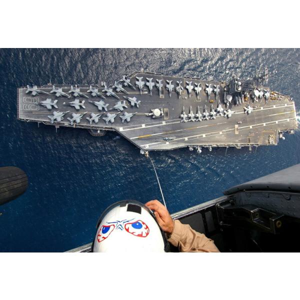 絵画風 壁紙ポスター (はがせるシール式) 空母 ドワイト・D・アイゼンハワー USS アメリカ 海...