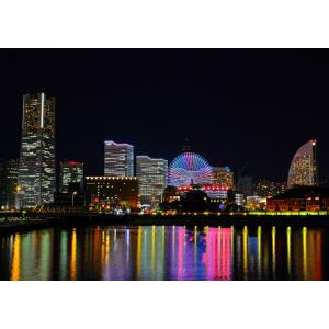 絵画風 壁紙ポスター (はがせるシール式) 横浜 みなとみらい 夜景 MM21 風景 都市景観100選 キャラクロ YKH-001A1(A1版 830mm×585mm)＜日本製＞｜real-inter