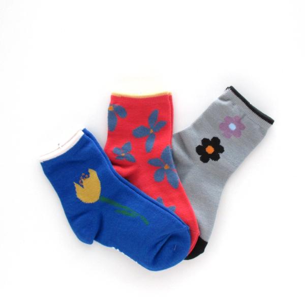 3Pソックス 靴下 stample レトロフラワーショートソックス 3足組 13-15cm 16-1...