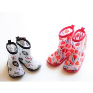 mou jon jon 動物柄・花柄レインシューズ ブラック 18cm