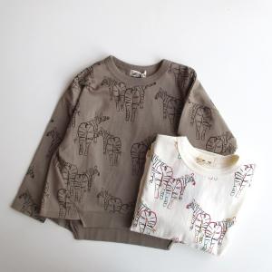 20%OFF MAKE YOUR DAY シマウマTシャツ モカ オフホワイト 子供服 ロンT トップス 2022SP｜realclothes2