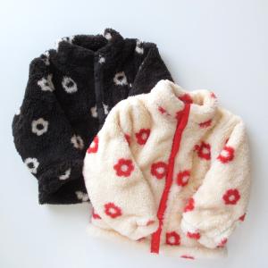 ブルゾン ジャケット アウター P.premier ファーフリースブルゾン ブラック アイボリー 花柄 子供服 子ども服 2025AW｜realclothes