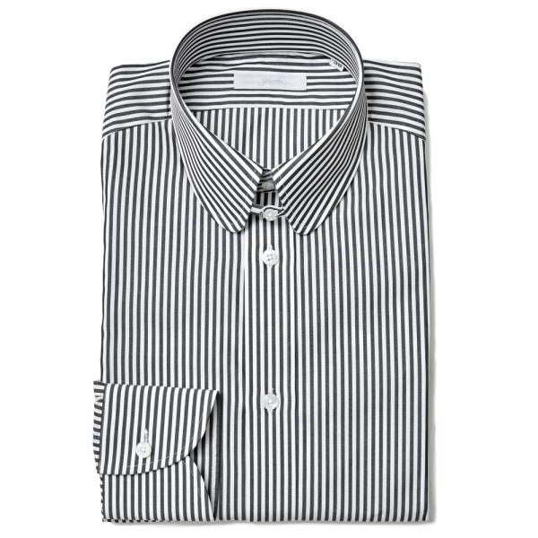 garoh ガロウ dress shirts01 コットン ブロード ストライプ ラウンドタブカラー...