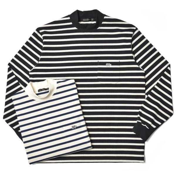 SCYE BASICS サイベーシックス コットン 16ゲージ 度詰め天竺 ボーダー モックネック ...