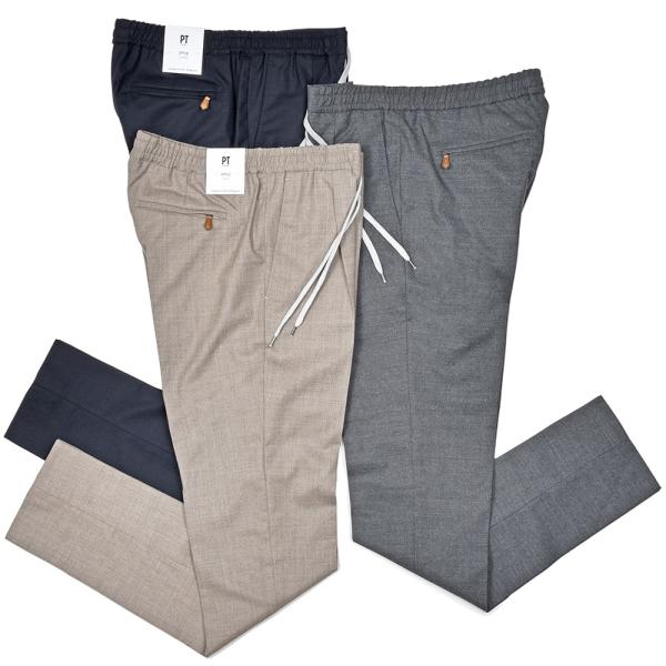 PT TORINO（ピーティー トリノ）ヴァージンウール ストレッチ サキソニー 1プリーツシャーリ...