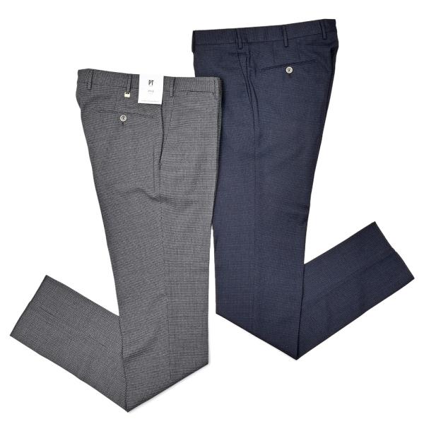 PT TORINO（ピーティー トリノ）ウォッシャブルウール ストレッチ ハウンドトゥース ノープリ...