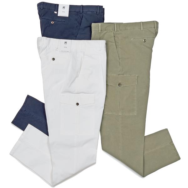 PT TORINO（ピーティートリノ）コットンストレッチ ポプリン ガーメントダイ 1プリーツカーゴ...