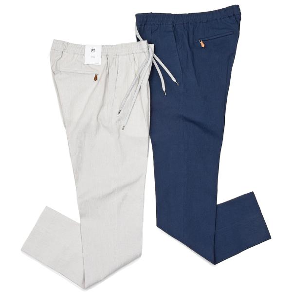 PT TORINO（ピーティー トリノ）コットンストレッチ シアサッカー ストライプ 1プリーツシャ...