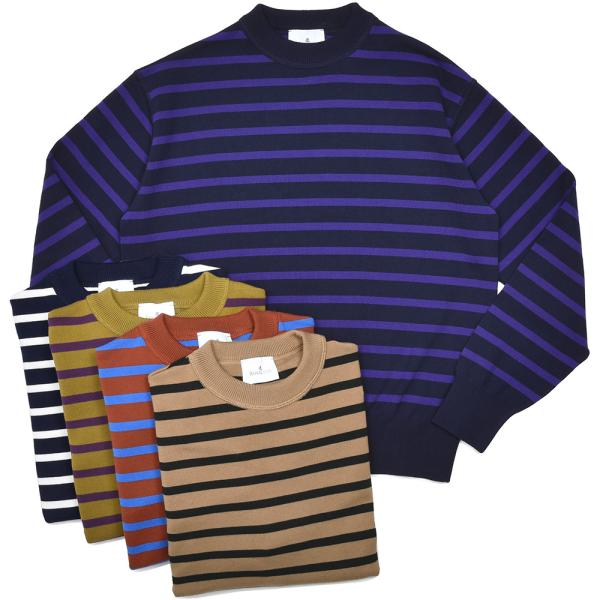 ROYAL MER ロワイヤルメール ADAMA コットン ミドルゲージ ボーダー クルーネック ニ...