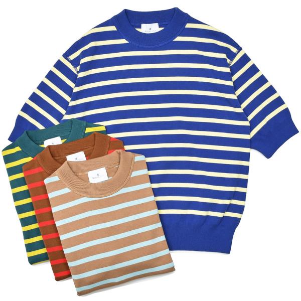 ROYAL MER ロワイヤルメール HUGO-R コットン ミドルゲージ ボーダー クルーネックニ...