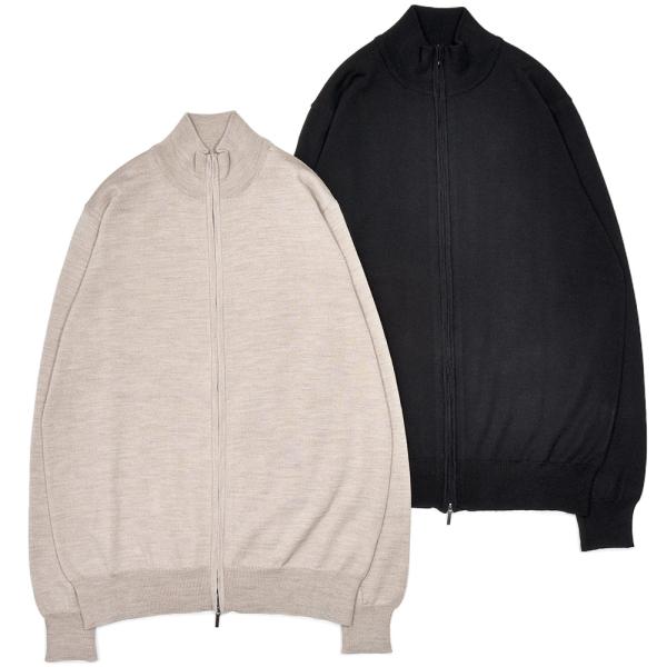 morgano（モルガーノ）エクストラファインメリノウール 12ゲージ ジップアップ ニットカーディ...