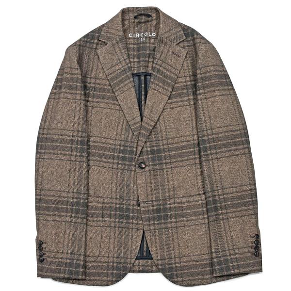 CIRCOLO 1901（チルコロ1901）コットンジャージー オーバーチェック シングルジャケット
