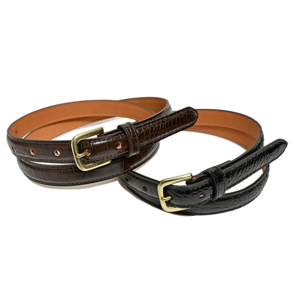 Scye（サイ）カーフ クロコ型押し ナローベルト