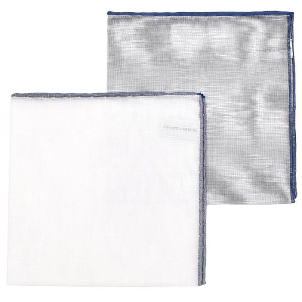 SIMONNOT GODARD（シモノ ゴダール）コットン リネン インディゴ パイピング チーフ