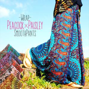 エスニック ラップパンツ ピーコック ペイズリー 5color アジアン サルエル ワイドパンツ ヨガ ルームウェア 巻きパンツ オリエンタル