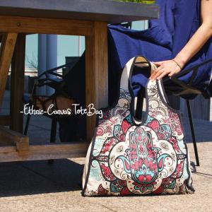 SALE 定価￥3850 エスニック キャンバス トートバック 6Pattern ユニセックス 帆布 アジアン フェス アウトドア デイリー 民族 レディースバッグ