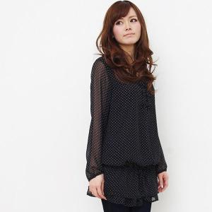 ■メール便商品■Bou Jeloud ブージュルード　リボンモチーフブラウジングドットチュニック(211040990)