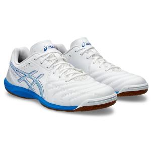 【asics アシックス】CALCETTO WD 9 WHITE/ELECTRICBLUE 1113A037 101 カルチェット サッカー用 フットサル インドア 体育館 レアルスポーツ｜realsports