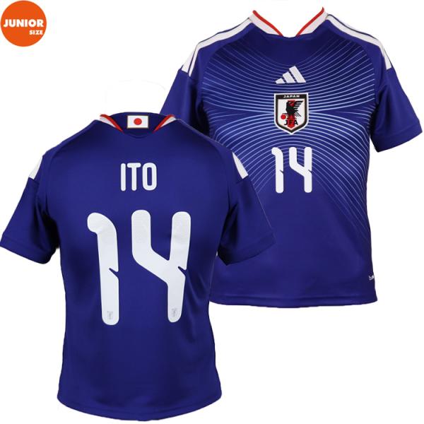 キッズ ＃14 伊東純也 アディダス サッカー日本代表 2026 ホーム レプリカ ユニフォーム a...