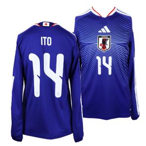＃14 伊東純也 adidas アディダス サッカー日本代表2026ホーム レプリカ ユニフォーム 長袖 wu905 jz9680 ゲームシャツ HOME メンズ 青